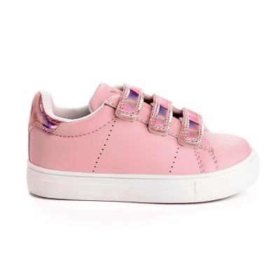 China Factory Wholesale Fashion Recyclable Trend Comfortable Flat Shiny Pink Sneaker For Kids for sale