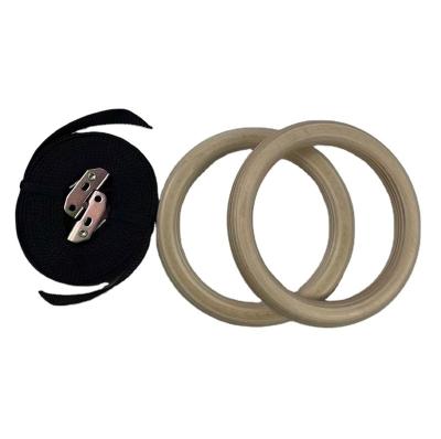 China Eco-friendly Wooden Adjustable Workout Exercise Strength Gymnastic Ring Fitness Ring For Gym Equipment for sale