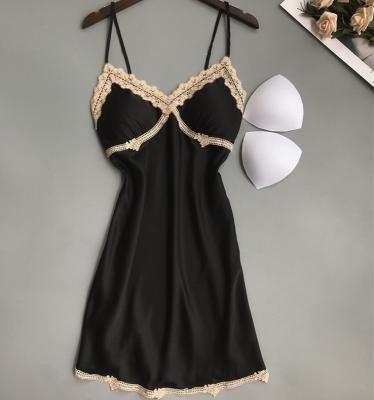 China Nylon High Quality Sexy Spandex/Lace And Bridle Girls Silk Material Night Dress for sale