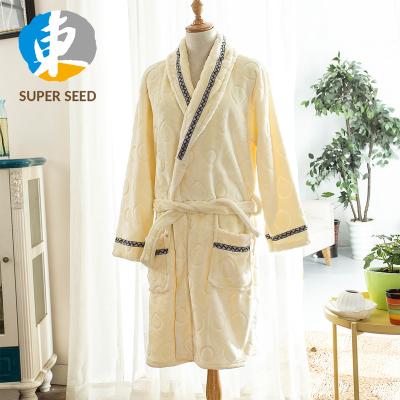 China Breathable Adult Sleepwear For Fancy Embossed Coral Fleece Bathrobe for sale