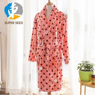 China Breathable Coral Orange Plush Bathrobe With Great Warm Feeling for sale