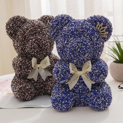 China High End And Fashionable Preserved Rose Diamond Bear Teddy Crystal Bear Rose Flower For Christmas Valentines New Year Gift for sale