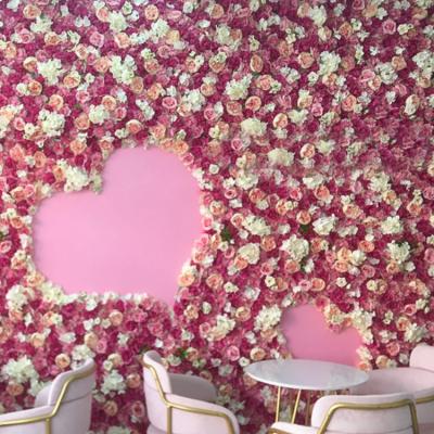 China Wholesale Silk Flower Wall Real Touch Peony Rose Wedding Panel Backdrop Artificial Flower Wall For Sale for sale