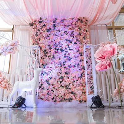 China Real Touch 3D Wrap White Pink Flower Wall Wedding Decoration Rose Flower Wall Backdrop Panel Artificial Silk Peony for sale