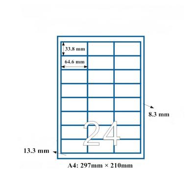 China Waterproof 66mm x 33.8mm 24 Labels A4 A4 Sheet Address Labels Laser Labels for sale