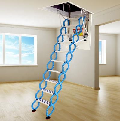 China Titanium Folding Ladders Attic Crane Folding Scissor Ladder Attic Hatch Ladder Staircase for sale