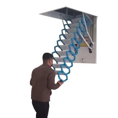 China Titanium Alloy Folding Ladders Attic Step Ladder Indoor Telescopic Attic Extending Stairs for sale