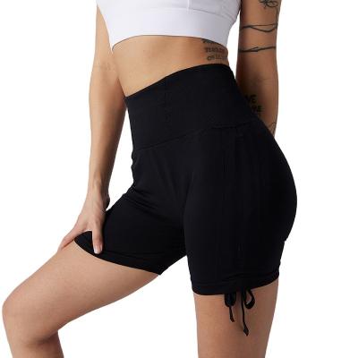 China Sports Fitness Women Soft Shorts Gym Drawstring Workout Shorts Seamless Running Custom Made Antibacterial Short Pants for sale