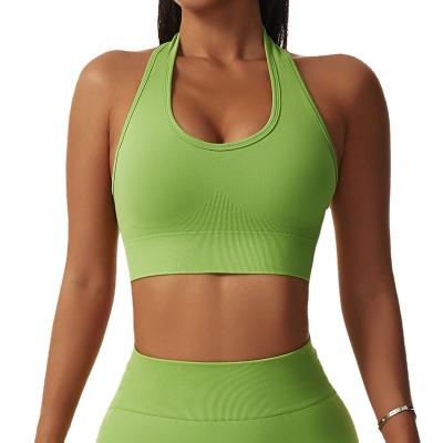 China New Women Halter Neck Gym Fitness Yoga Sportswear Custom Made Without Logo Backless Antibacterial Fast Drying Sports Workout for sale