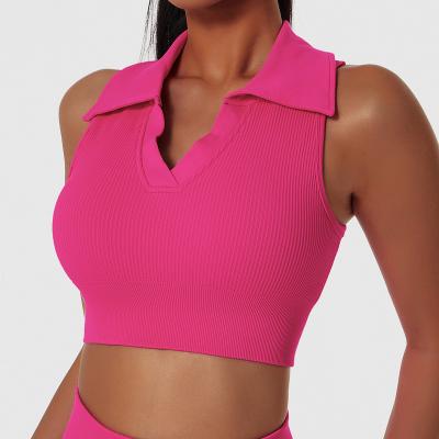 China Antibacterial Plus Size High Strength Women Gathering Seamless Sports Bra Shockproof Female Yoga Vest Ribbed Running Fitness Sports Underwear for sale