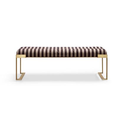 China Modern Luxury Ottoman Bench Stainless Steel Leg Fabric Or Leather Bed End Stools Bedroom Bench Stool Bed Stool Chair for sale