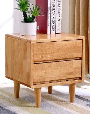 China Nordic Design Modern Solid Wood Bedside Table Nightstand Luxury Solid Wood Side Table With 2 Drawer for sale