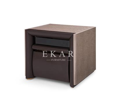 China Modern Design New Modern Hotel Bedside End Table Leather Bedroom Night Stand for sale