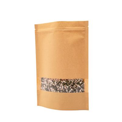 China 280 Micron Food Storage Bag Recyclable Self Seal Kraft Paper Self Sealing Bag Self Seal Fruit Snack Fruit Tea Stand Up Dry Plastic Bag for sale