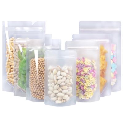 China Recyclable transparent plastic self-supporting zipper bag is used for packing food such as nuts and candy for sale