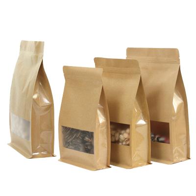 China Recyclable Coffee Food Packaging Biodegradable Paper Bag Resealable Vertical Zipper Bag With Window for sale