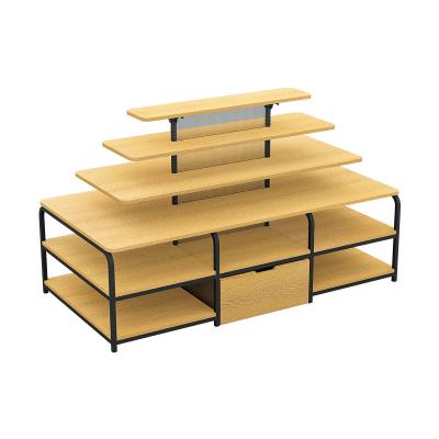 China Customized Double-Sided Steel Wood Combination Display Stand Supermarket Home Store Sales Shelf Combination Display Stand à venda