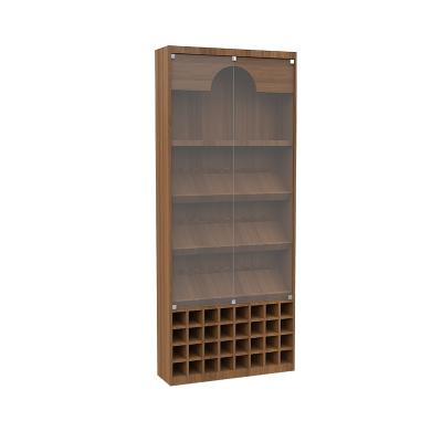 China Single Sided Wooden Wall Wine Display Rack Rack Free Standing Floor Gondola Counters For Liquor Store Customized Liquor Store Shelves for sale