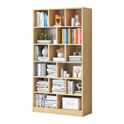 China Simple multi-layer storage shelf family compartment study shelf modern wooden bookshelf bookcase against the wall can be customized for sale