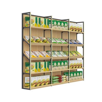 China Double Sided Handy RacCustomized Rack Display Cabinet Shelves Grains, Oils, Steel And Wood Shelves Show Racks for sale