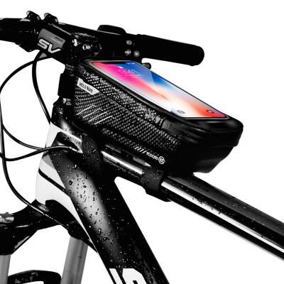 China Front Beam Hard Bag Mountain Bike Bicycle Water Proof Shell Tube Top Mobile Phone Bag for sale