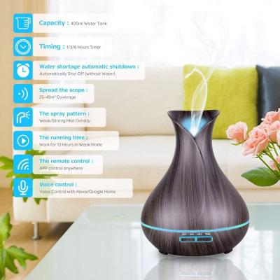 China 400ml Hotel Ultrasonic Humidifier Home Appliance Electric Oil Diffuser Smart WIFI APP Aroma Diffuser for sale