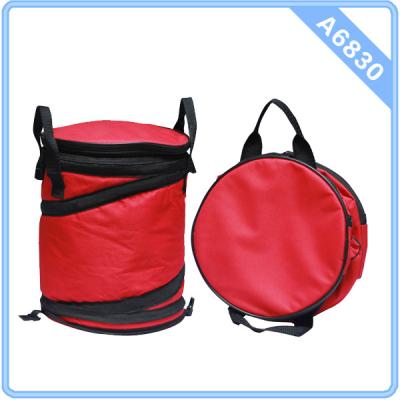 China HH-A6830 Red Folding Round Cooler Bag picnic soft cooler bag Thermos cooler bag for sale