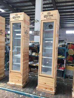 China Slim fridge displaying Cooler Wooden case for sale