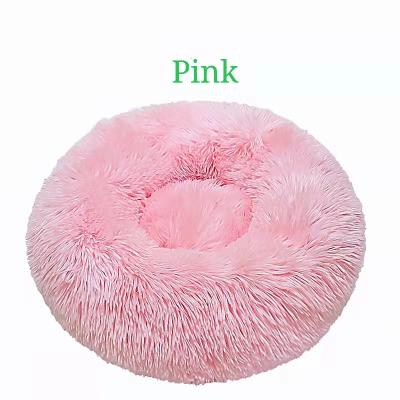 China Breathable WHOLESALE SOFT PLUSH PET CAT CUSHION LUXURY BED AROUND CAT DOG CAVE HOOD BED for sale