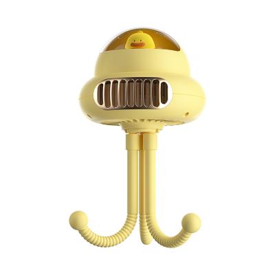 China Portable Mini Octopus Fan Leafless Baby Walker Mini Travel Fan with Light for sale