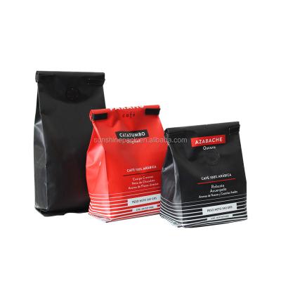 China 340g Black Recyclable Matt Print Coffee Packaging Bag with Side Gusset and Tin Tie for sale