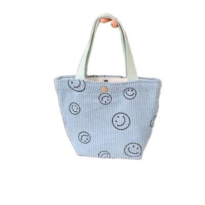 China Natural Printed Reusable Shopping Handled 100% Eco-Friendly Calico Canvas Corduroy Tote Cotton Bag for sale