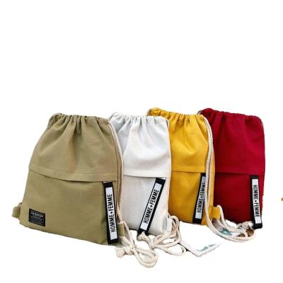 China Fashion Cotton Canvas Drawstring Bag Cheap Price Portable Handled Portable Casual String Backpack Bag For Women Shoulder Bag for sale