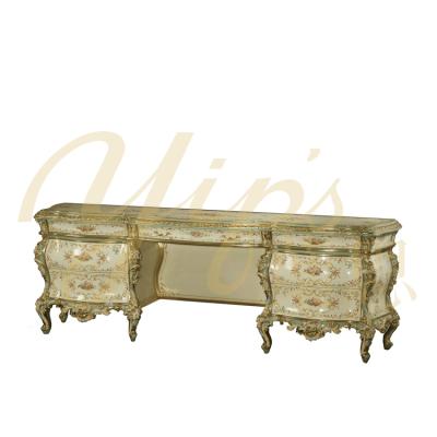 China Hand Painted Yips LD-1203-0147 Rose Pattern Classic Hand Painted Dressing Table Bedroom Set Furniture for sale