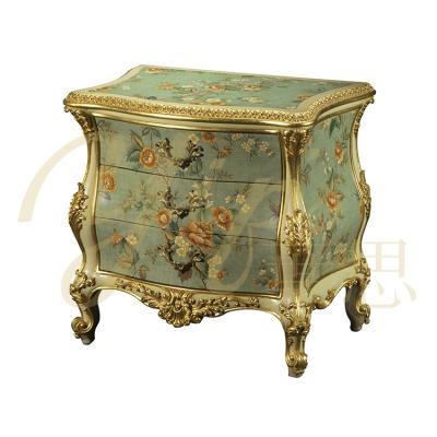 China Yips Hand Painted European Style Hand Painted Floral Bedroom Furniture Classic Style LD-1903-1798 Luxury Night Stand for sale