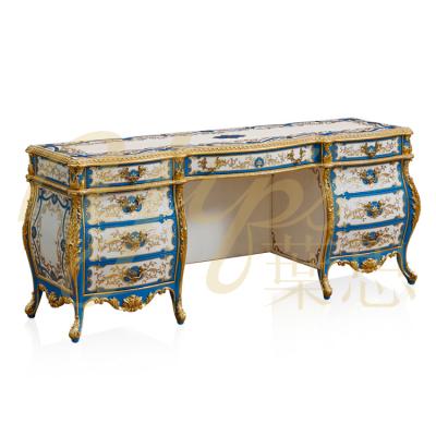 China hand painted & Antique Yips LD-1508-1335B Emperor Series Classic Luxury Dressing Table Gold-leaf Antique-pattern Blue Hand Painted Look for sale