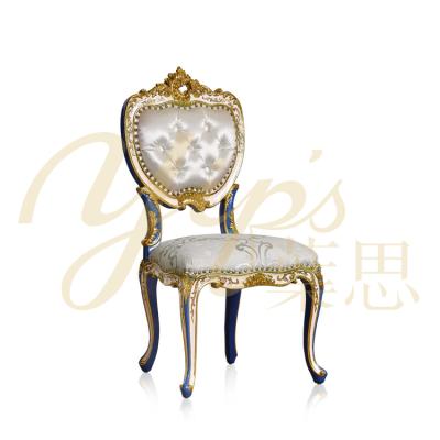 China Hand Painted Yips Side Chair LD-1508-1337B Emperor Series Classic Luxury Dressing Gold-leaf Pattern Blue Hand Painted Bedroom Furniture for sale