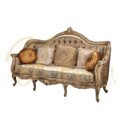 China Yips Hand Painted LD-1601-1358 Series European Resin Carving Rose Pattern 3 Seater Hand Painted Sofa for sale