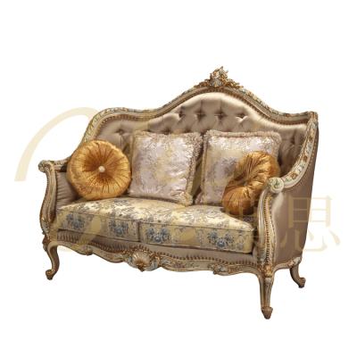 China Yips Hand Painted LD-1601-1359 Series European Resin Carving Rose Pattern 2 Seater Hand Painted Sofa for sale