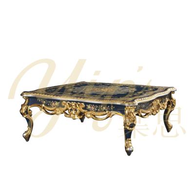 China Hand-painted Yips LD-1708-1629 European series resin carving pattern hand-painted floral living room luxury coffee table for sale