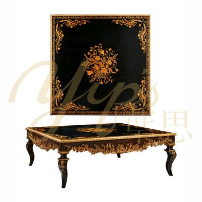 China Hand painted Yips LD-1608-1447/1447B Chinoiserie series resin carving gold hand-painted pattern antique coffee table for sale