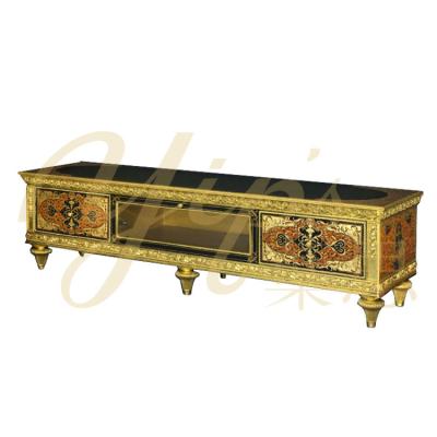 China Traditional Yips The LD-1203-0022 Duke Series Handpainted Gold-Leaf Pattern Classic Black Living Room TV Cabinet for sale