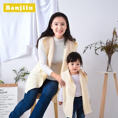 China New parent-child autumn and winter fashion family clothing family cotton sleeveless sweater big letter thickening matching loose dress for sale