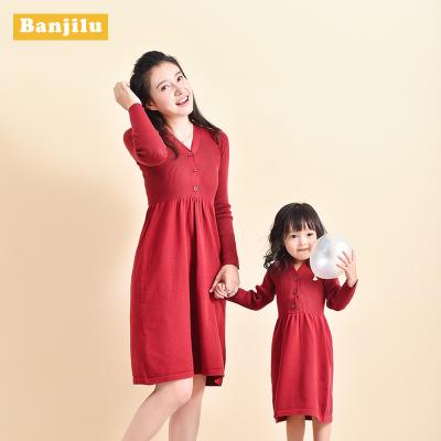 China Euro Fashion Mother Daughter Vacation Dresses Family Clothes Solid Mother Daughter Matching Dress Kids Mother Daughter Outfits for sale