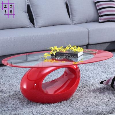 China Modern coffee table fancy living room table furniture glass top ellipse tea table fiberglass for sale