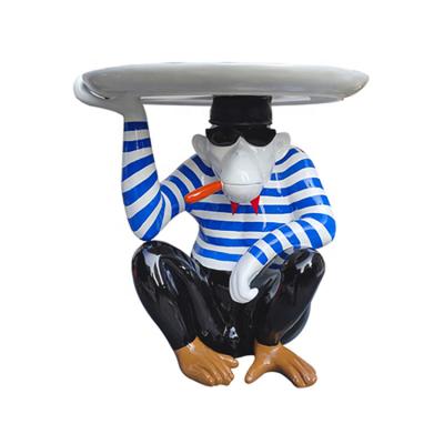 China Fiberglass Monkey Tray Coffee Table Shape Fiberglass Monkey Tray Cartoon Coffee Tea Table Couch Decoration Fancy Furniture Furniture for sale