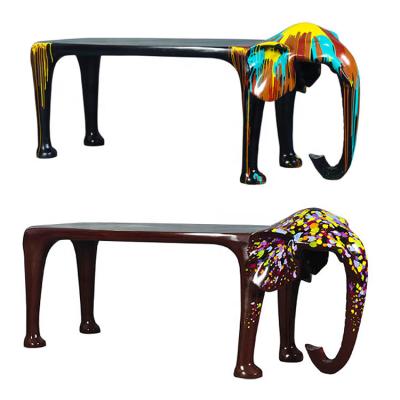 China Long Drawing Elephant Coffee Table Fiberglass Colored Fiberglass Colored Drawing Animal Desk For Living Room for sale