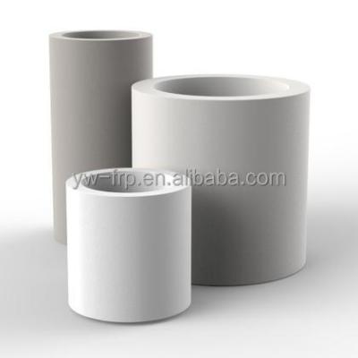 China Custom Frp Modern Cylinder Flower Pot Fiberglass Cylinder Around Planter Pot Custom Frp Flower Pot for sale