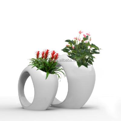 China Fiberglass flower pot fiberglass flower pot combination led decoration planter pot for garden commercial for sale