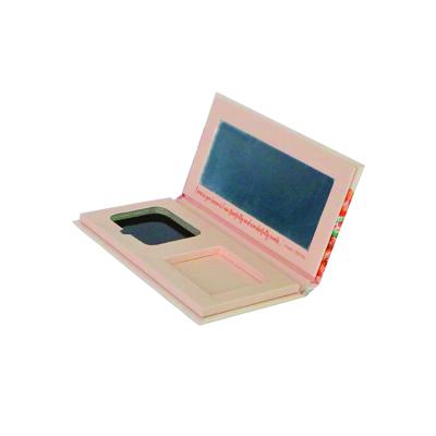 China Recyclable Custom Brand Cosmetics Box Glossy Eyeshadow Blush Palette Packaging Paper Gift Box With Mirror for sale